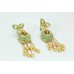 Designer dangle long jhumki Earrings Gold Plated uncut white Stones metal beads